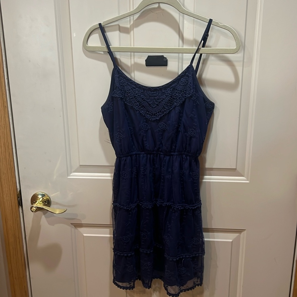 Blue lace mini sun dress
